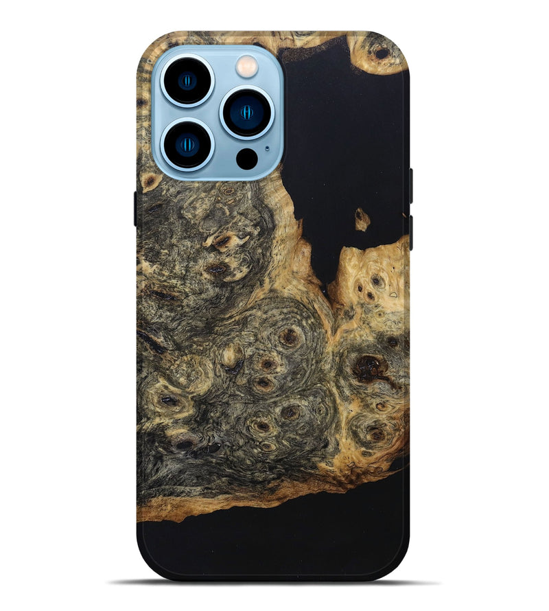 iPhone 14 Pro Max Wood+Resin Live Edge Phone Case - Hayden (Pure Black, 691467)