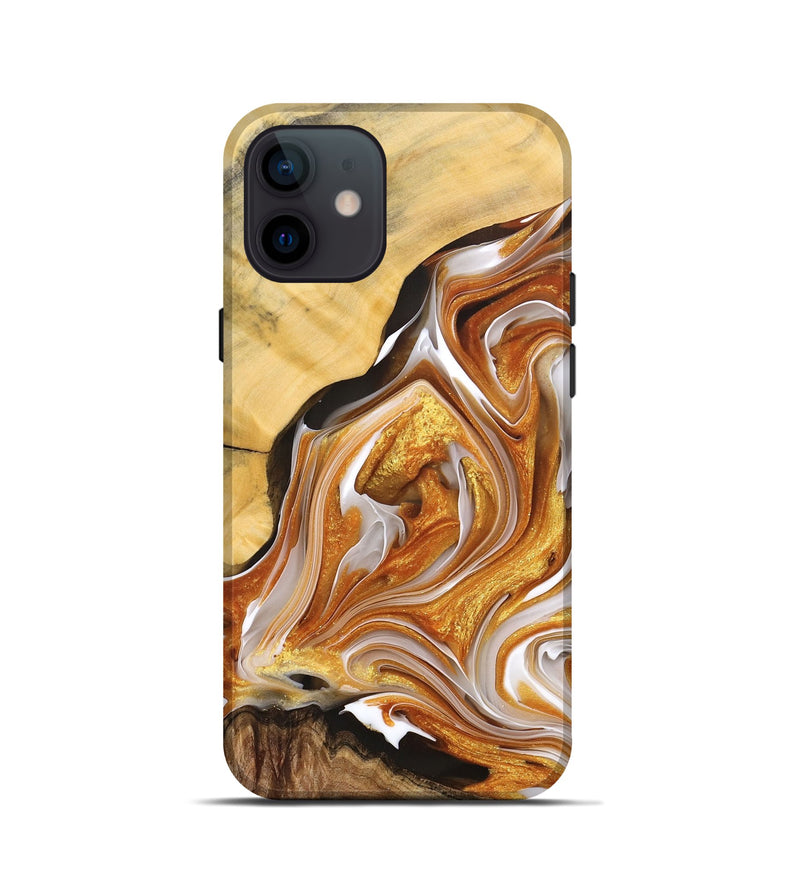 iPhone 12 mini Wood+Resin Live Edge Phone Case - Halle (Black & White, 691501)