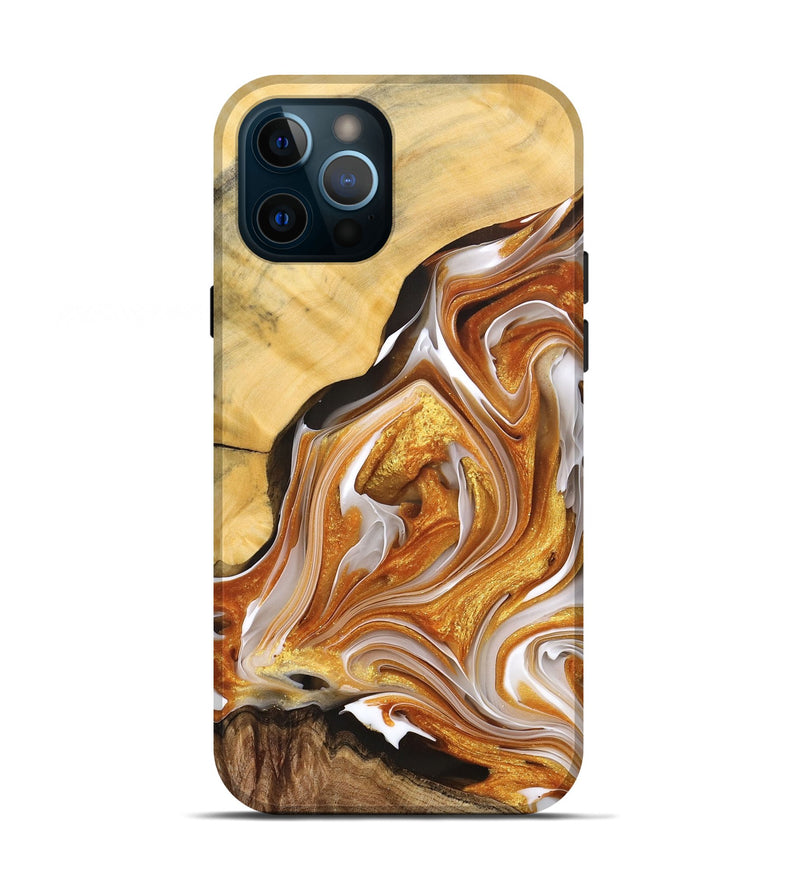 iPhone 12 Pro Wood+Resin Live Edge Phone Case - Halle (Black & White, 691501)