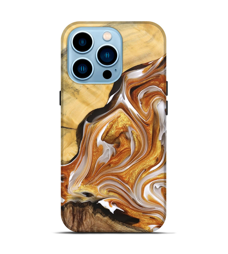 iPhone 14 Pro Wood+Resin Live Edge Phone Case - Halle (Black & White, 691501)
