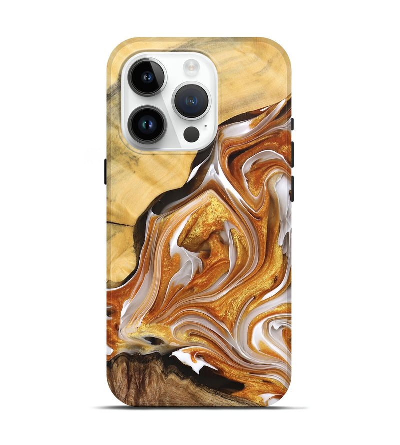iPhone 15 Pro Wood+Resin Live Edge Phone Case - Halle (Black & White, 691501)