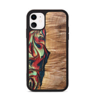 iPhone 11 Wood+Resin Phone Case - Fabian (Red, 691534)