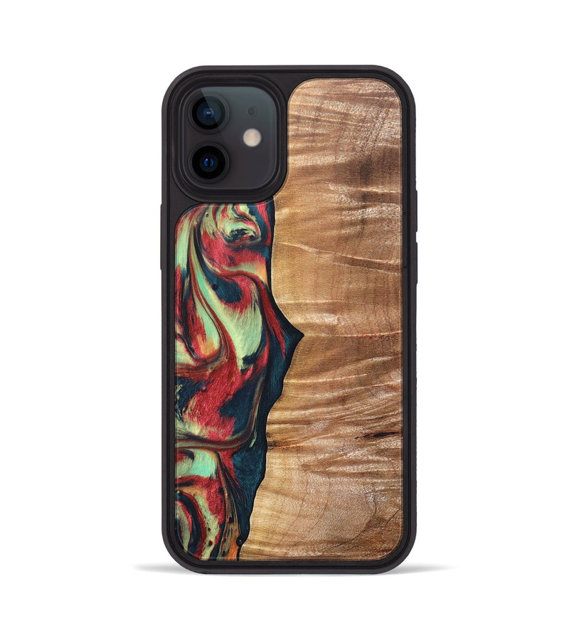 iPhone 12 Wood+Resin Phone Case - Fabian (Red, 691534)