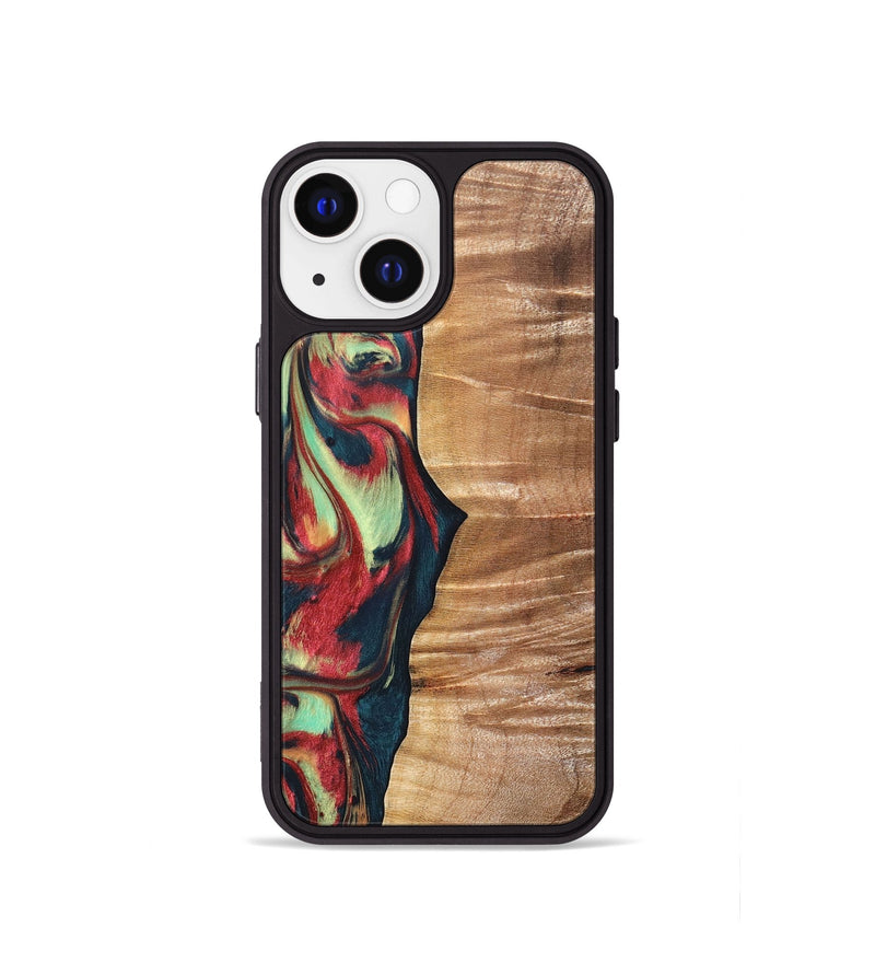 iPhone 13 mini Wood+Resin Phone Case - Fabian (Red, 691534)