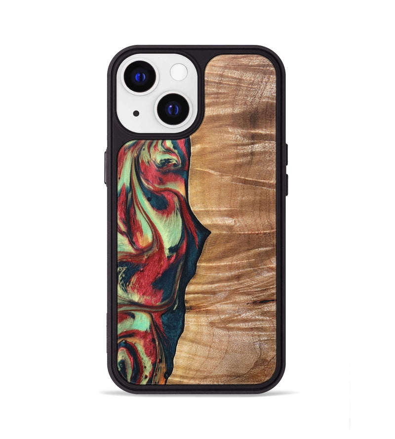 iPhone 13 Wood+Resin Phone Case - Fabian (Red, 691534)