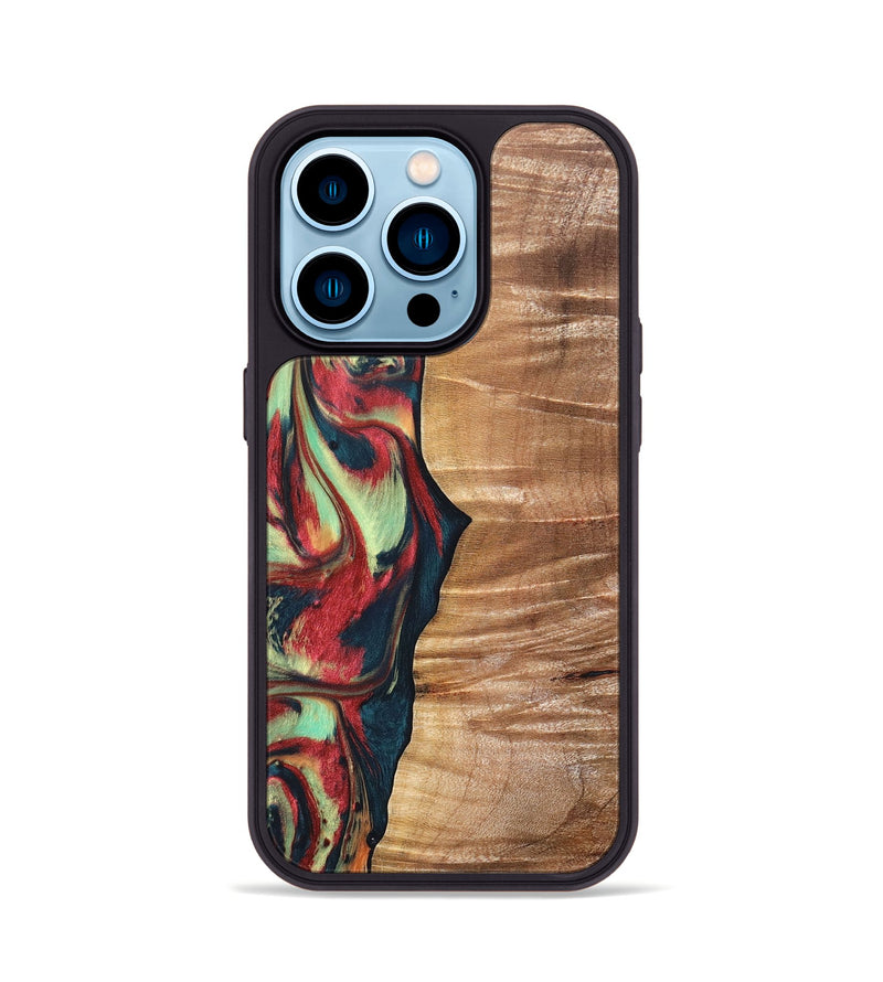 iPhone 14 Pro Wood+Resin Phone Case - Fabian (Red, 691534)
