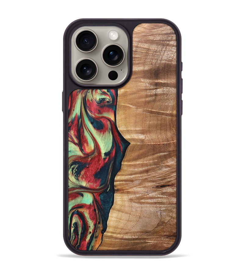 iPhone 15 Pro Max Wood+Resin Phone Case - Fabian (Red, 691534)