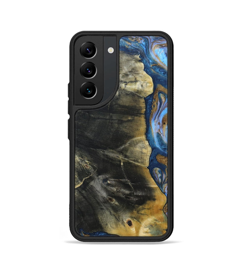 Galaxy S22 Wood+Resin Phone Case - Lynda (Teal & Gold, 691564)