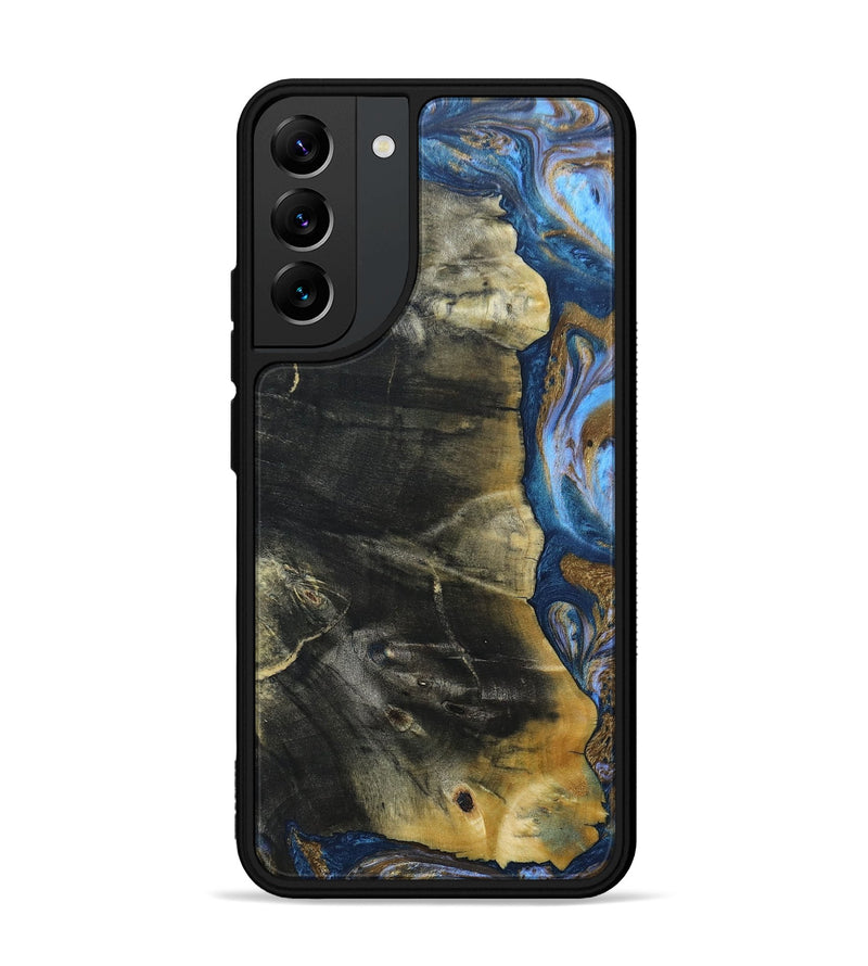Galaxy S22 Plus Wood+Resin Phone Case - Lynda (Teal & Gold, 691564)