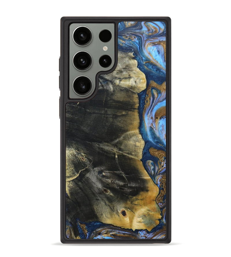 Galaxy S23 Ultra Wood+Resin Phone Case - Lynda (Teal & Gold, 691564)