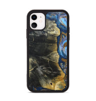 iPhone 11 Wood+Resin Phone Case - Lynda (Teal & Gold, 691564)