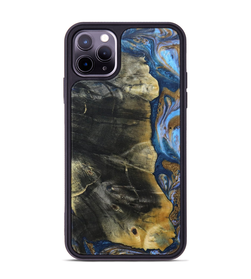 iPhone 11 Pro Max Wood+Resin Phone Case - Lynda (Teal & Gold, 691564)