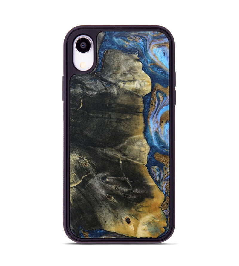 iPhone Xr Wood+Resin Phone Case - Lynda (Teal & Gold, 691564)