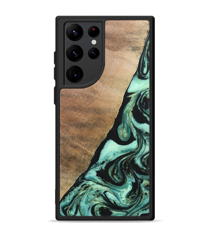 Galaxy S22 Ultra Wood+Resin Phone Case - Chelsie (Green, 691570)