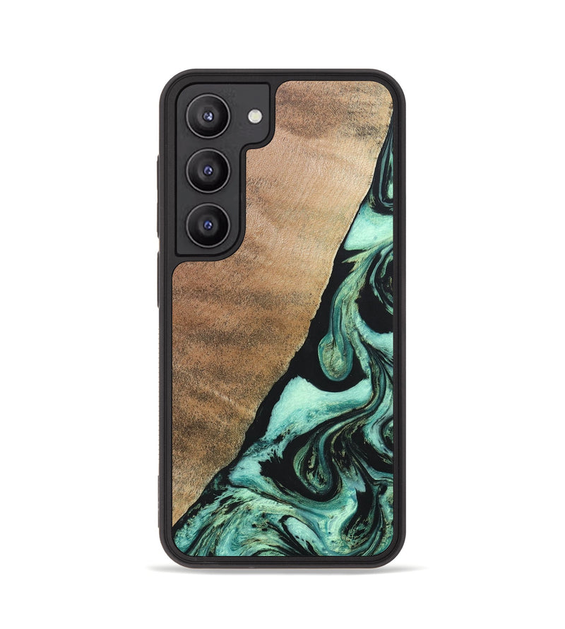 Galaxy S23 Wood+Resin Phone Case - Chelsie (Green, 691570)