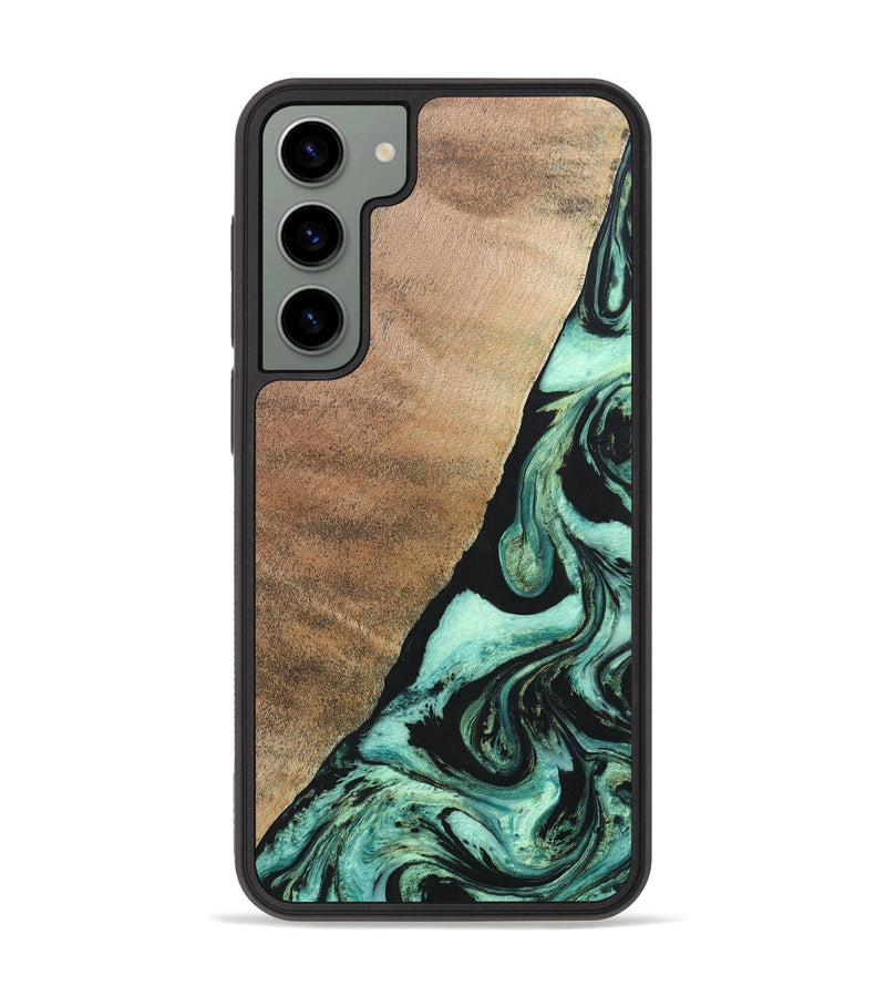 Galaxy S23 Plus Wood+Resin Phone Case - Chelsie (Green, 691570)