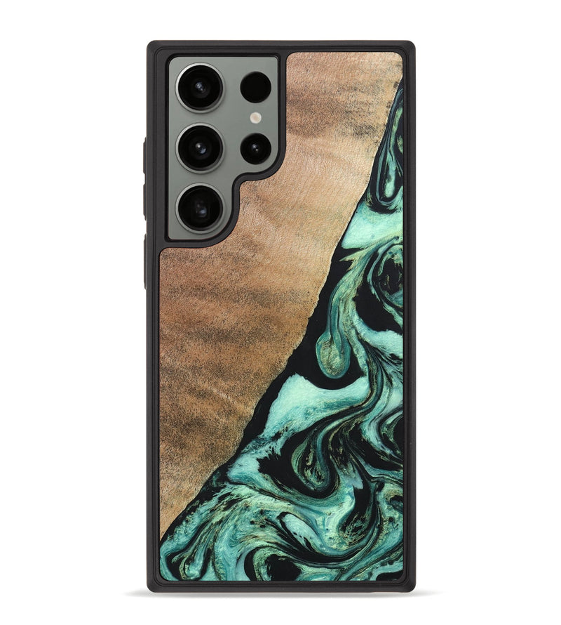 Galaxy S23 Ultra Wood+Resin Phone Case - Chelsie (Green, 691570)