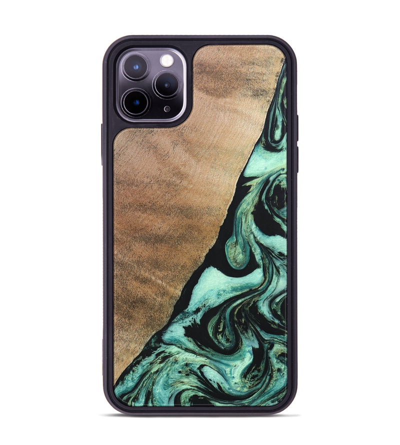 iPhone 11 Pro Max Wood+Resin Phone Case - Chelsie (Green, 691570)