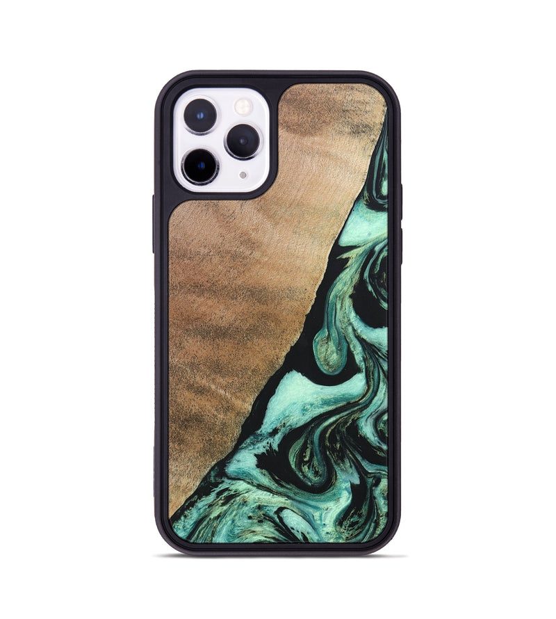 iPhone 11 Pro Wood+Resin Phone Case - Chelsie (Green, 691570)