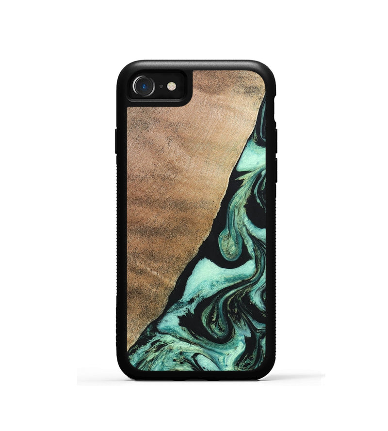 iPhone SE Wood+Resin Phone Case - Chelsie (Green, 691570)