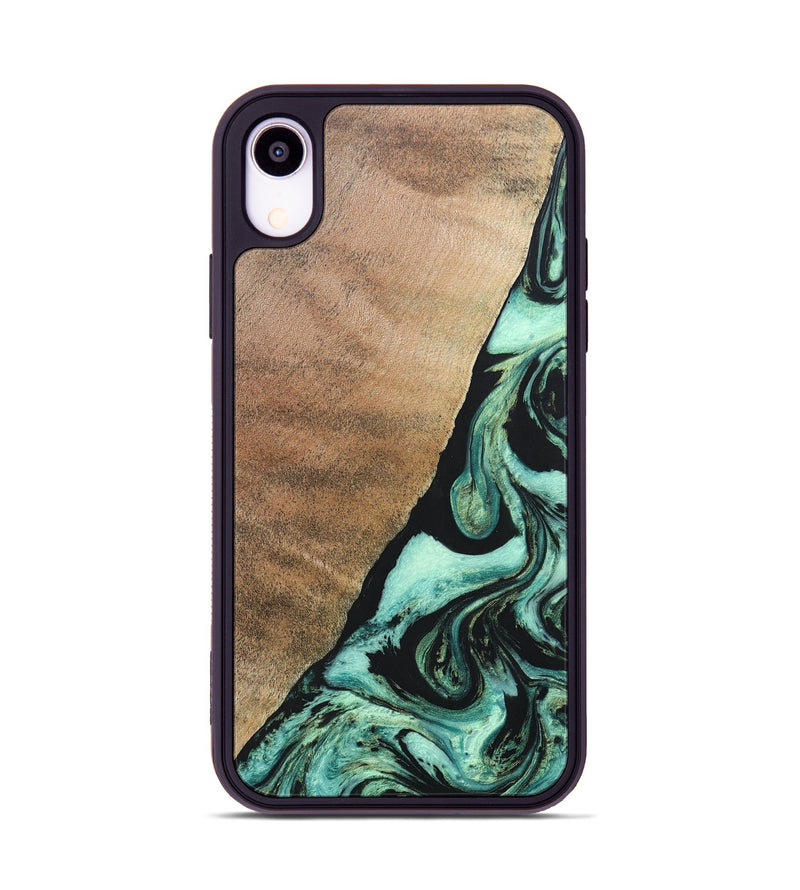 iPhone Xr Wood+Resin Phone Case - Chelsie (Green, 691570)