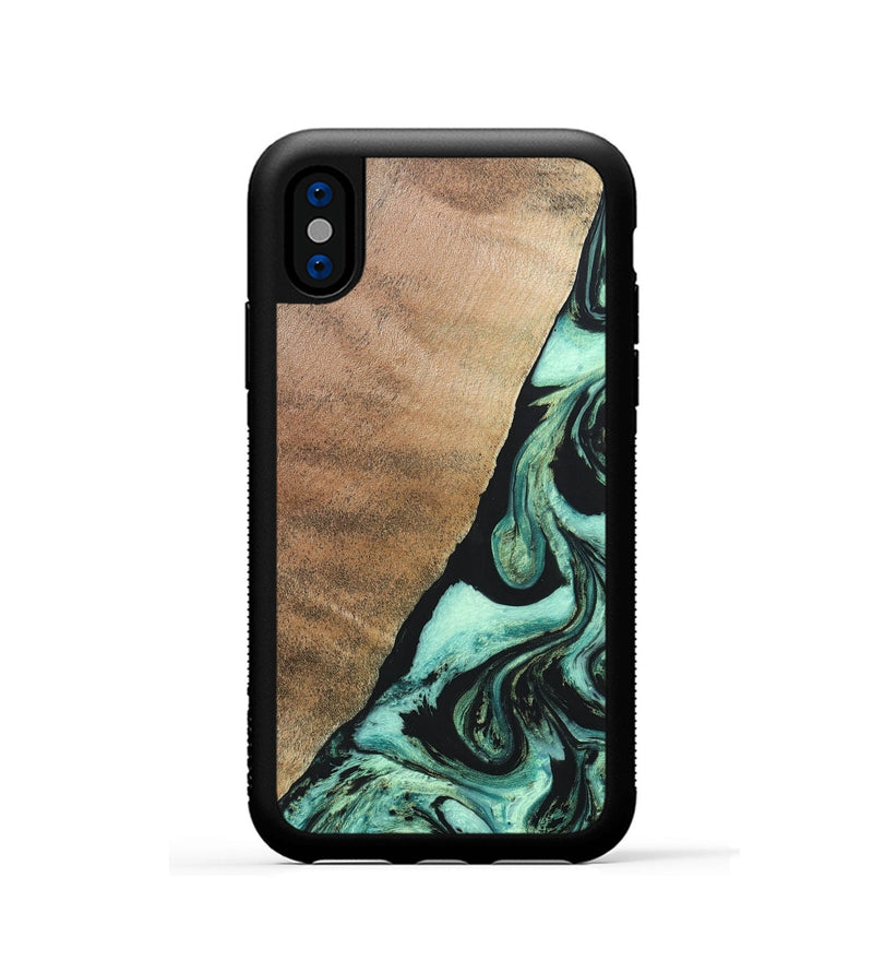iPhone Xs Wood+Resin Phone Case - Chelsie (Green, 691570)