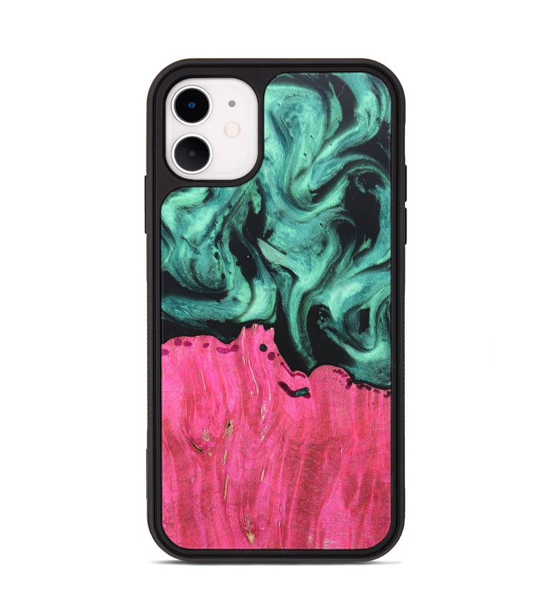 iPhone 11 Wood+Resin Phone Case - Kendall (Green, 691592)