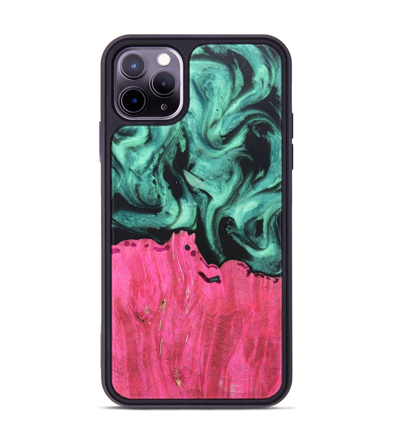 iPhone 11 Pro Max Wood+Resin Phone Case - Kendall (Green, 691592)