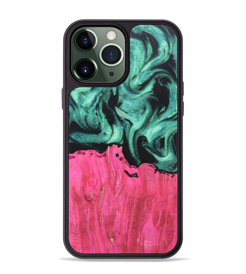 iPhone 13 Pro Max Wood+Resin Phone Case - Kendall (Green, 691592)