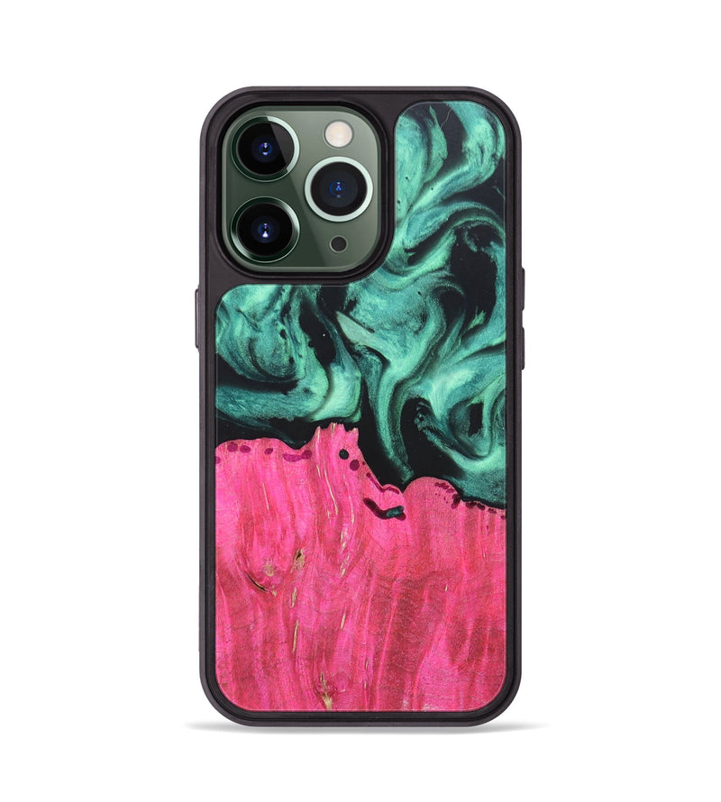 iPhone 13 Pro Wood+Resin Phone Case - Kendall (Green, 691592)