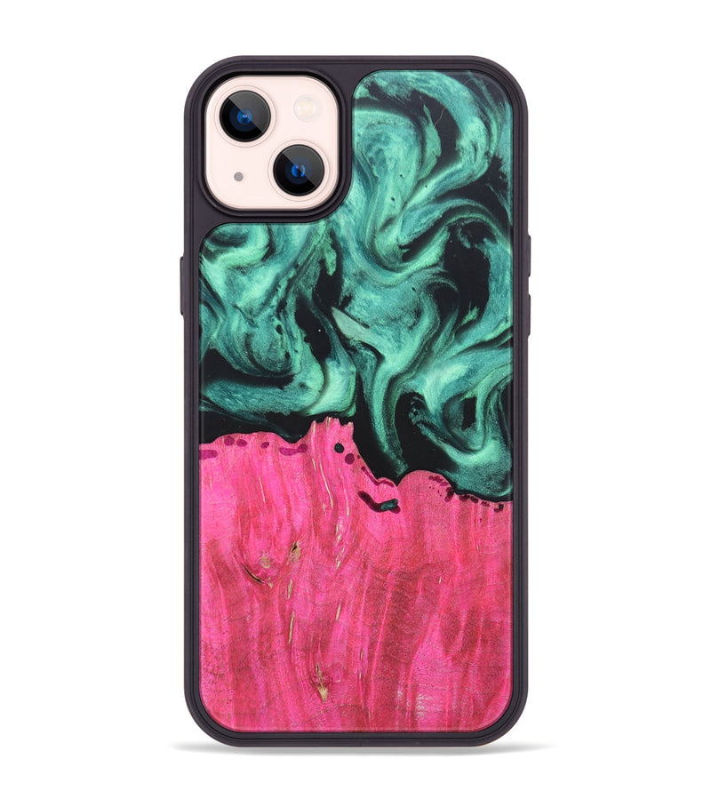 iPhone 14 Plus Wood+Resin Phone Case - Kendall (Green, 691592)