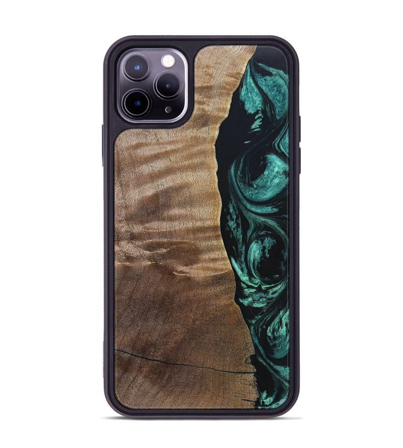 iPhone 11 Pro Max Wood+Resin Phone Case - Cory (Green, 691626)