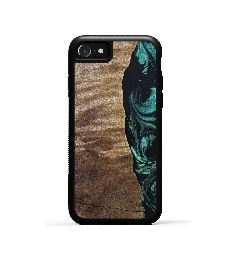 iPhone SE Wood+Resin Phone Case - Cory (Green, 691626)