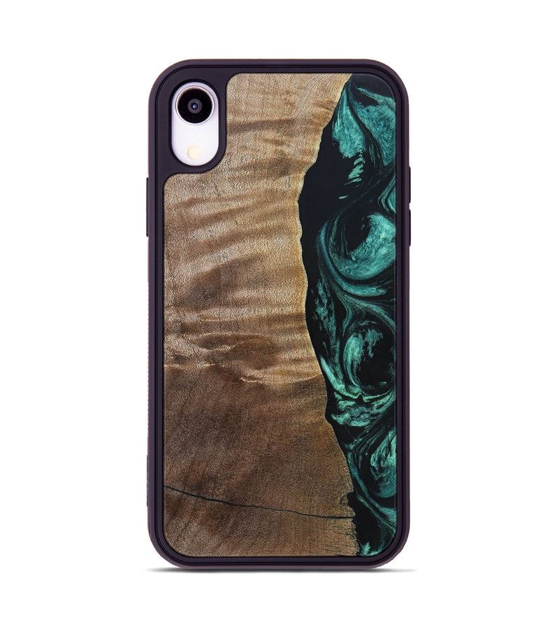 iPhone Xr Wood+Resin Phone Case - Cory (Green, 691626)