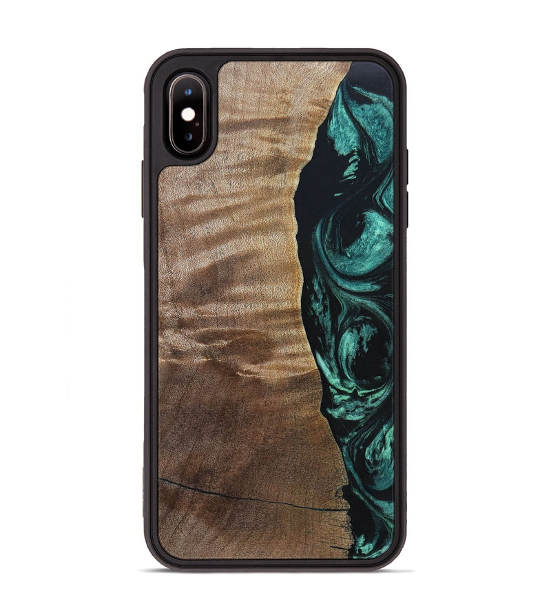 iPhone Xs Max Wood+Resin Phone Case - Cory (Green, 691626)