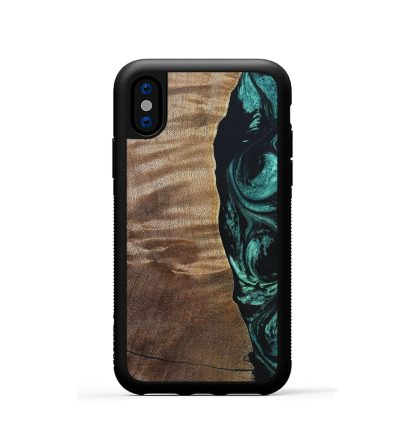 iPhone Xs Wood+Resin Phone Case - Cory (Green, 691626)