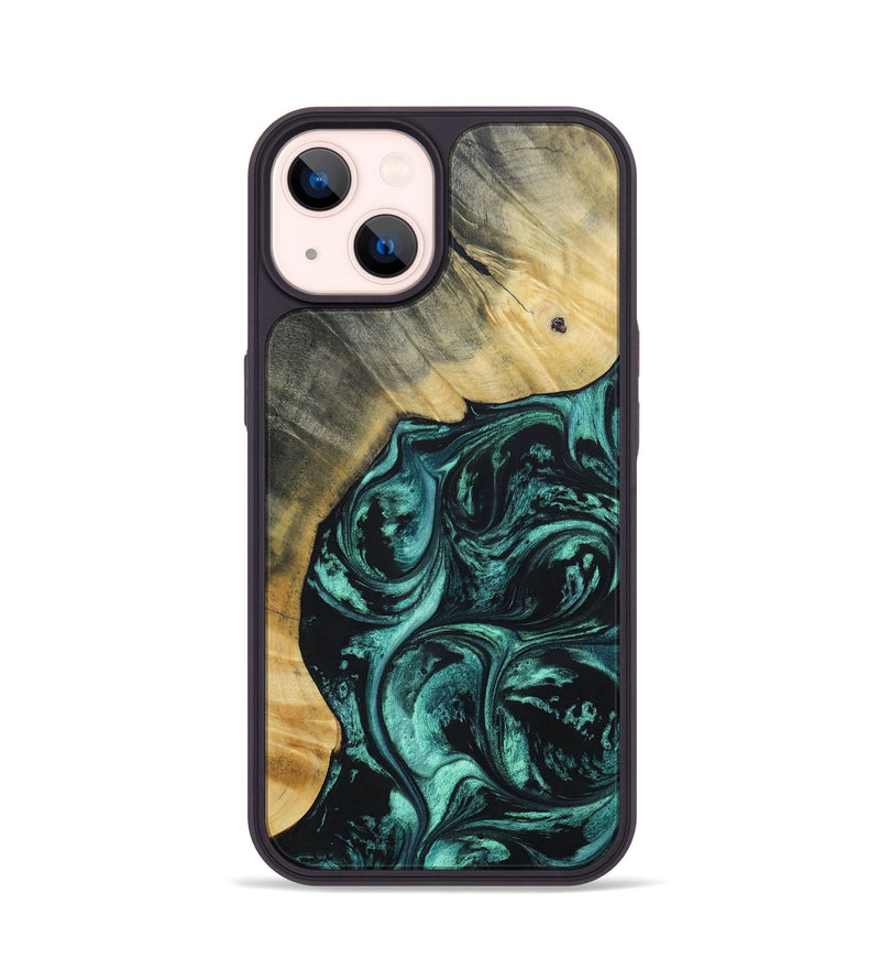 iPhone 14 Wood+Resin Phone Case - Kadence (Green, 691632)