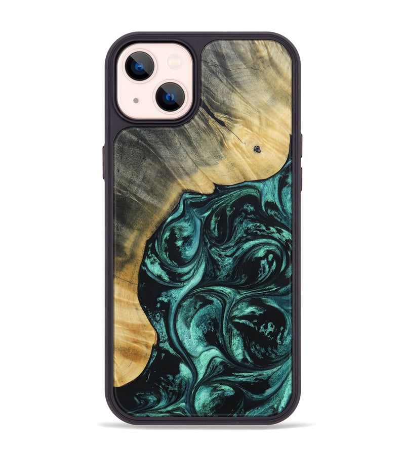 iPhone 14 Plus Wood+Resin Phone Case - Kadence (Green, 691632)