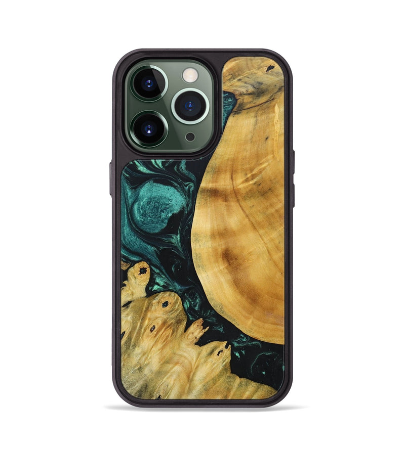 iPhone 13 Pro Wood+Resin Phone Case - Myrna (Green, 691634)