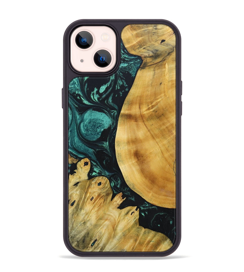 iPhone 14 Plus Wood+Resin Phone Case - Myrna (Green, 691634)