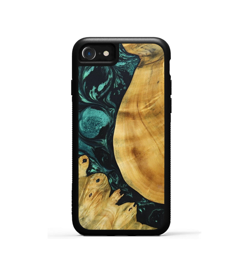iPhone SE Wood+Resin Phone Case - Myrna (Green, 691634)
