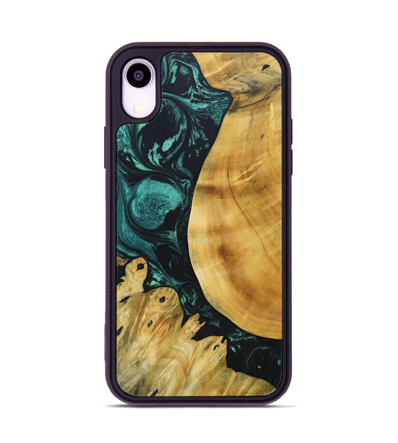 iPhone Xr Wood+Resin Phone Case - Myrna (Green, 691634)