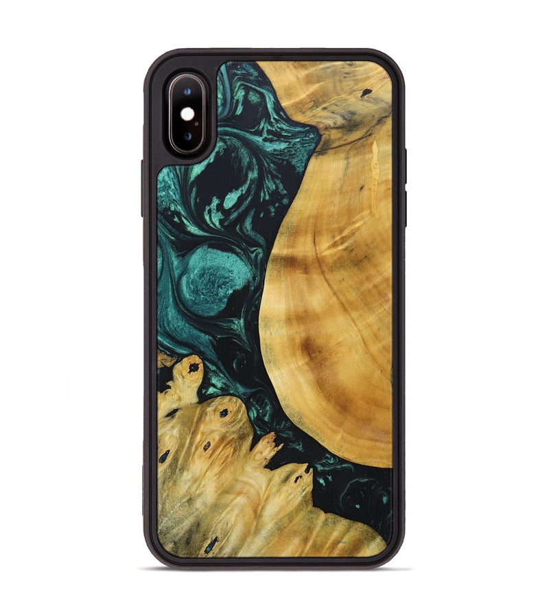 iPhone Xs Max Wood+Resin Phone Case - Myrna (Green, 691634)