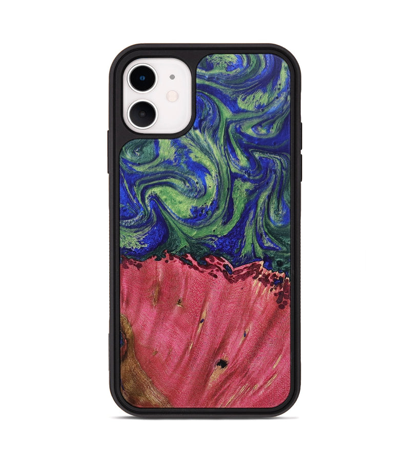 iPhone 11 Wood+Resin Phone Case - Jonathan (Green, 691638)
