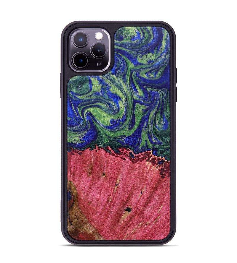 iPhone 11 Pro Max Wood+Resin Phone Case - Jonathan (Green, 691638)