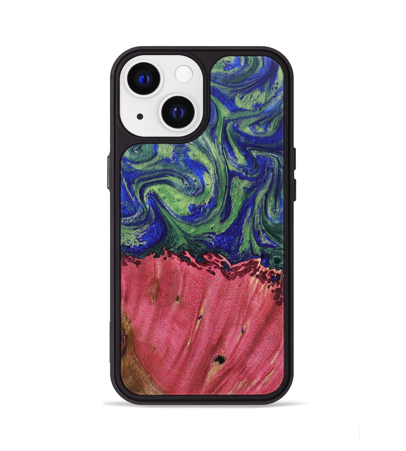 iPhone 13 Wood+Resin Phone Case - Jonathan (Green, 691638)