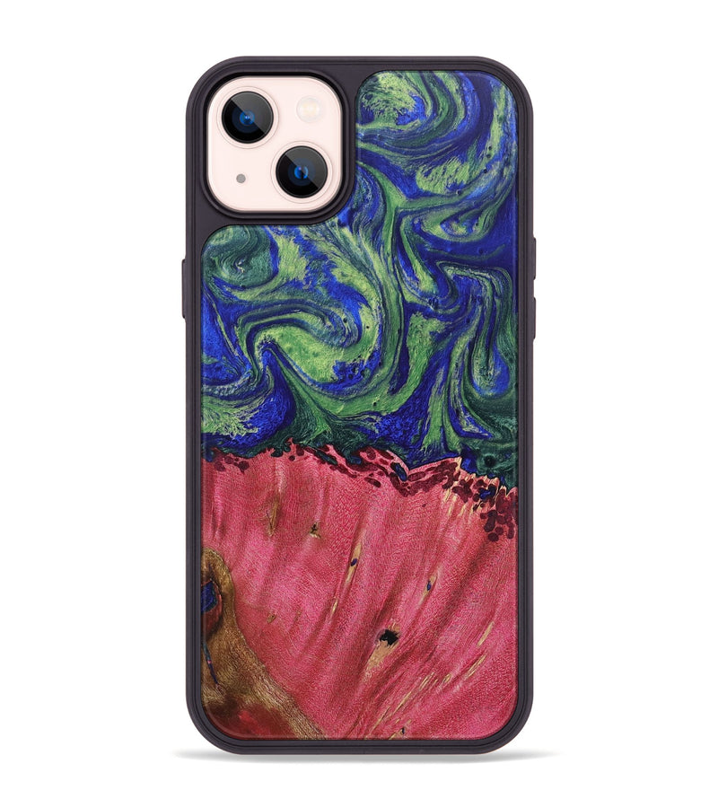 iPhone 14 Plus Wood+Resin Phone Case - Jonathan (Green, 691638)