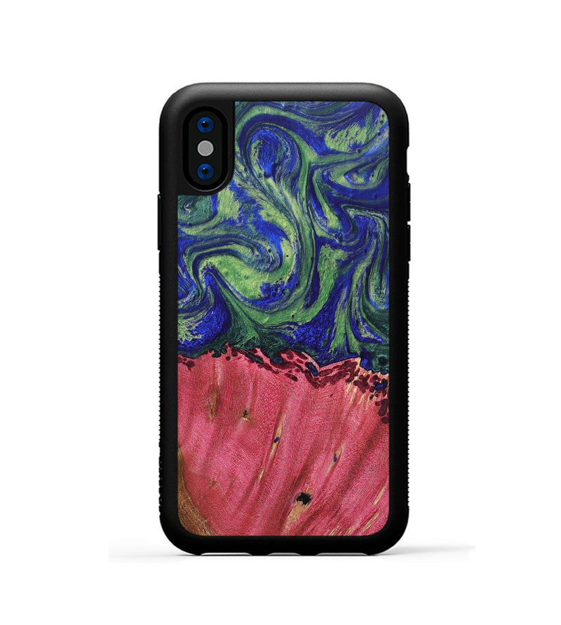 iPhone Xs Wood+Resin Phone Case - Jonathan (Green, 691638)