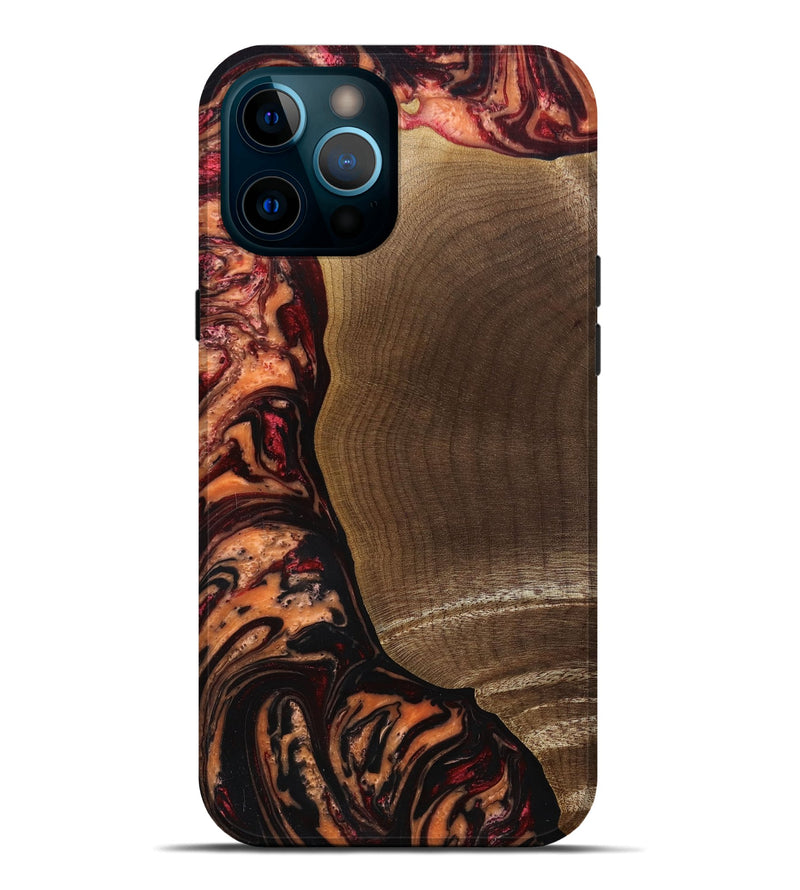 iPhone 12 Pro Max Wood+Resin Live Edge Phone Case - Alan (Red, 691666)