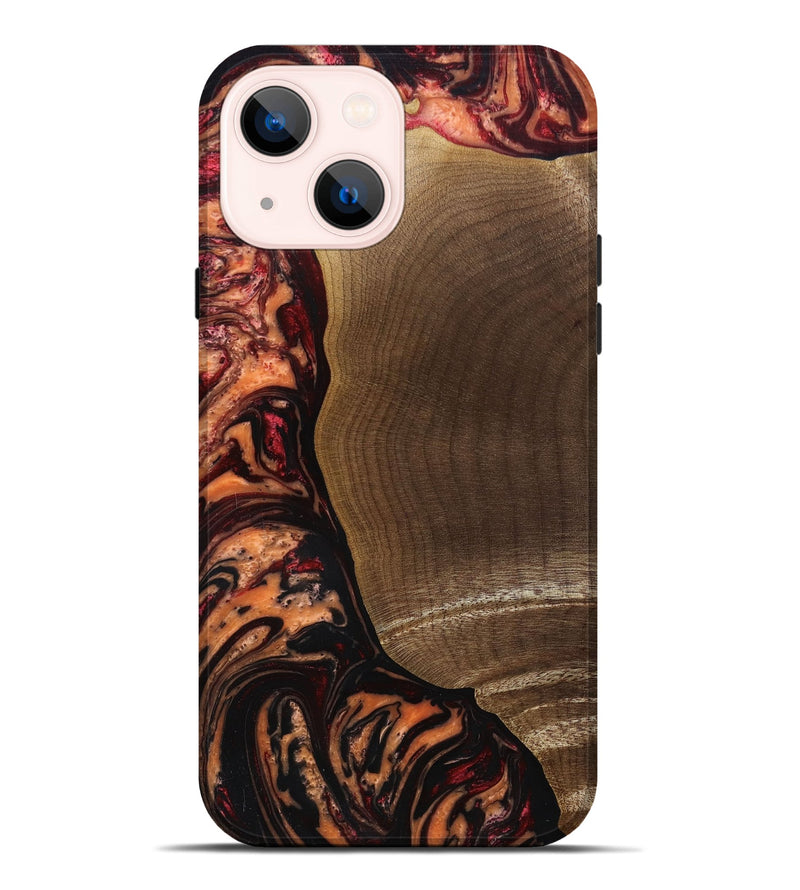 iPhone 14 Plus Wood+Resin Live Edge Phone Case - Alan (Red, 691666)